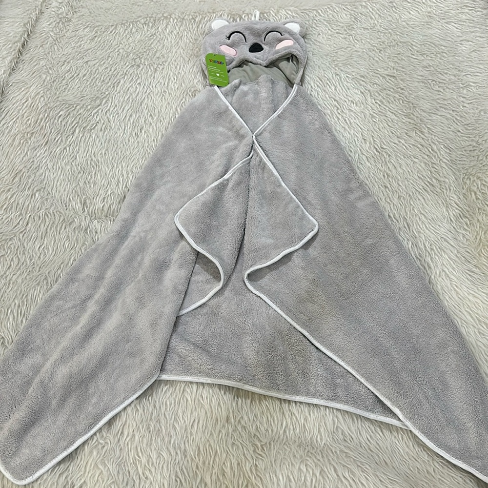 Michley gray teddy bear fleece towel blanket new